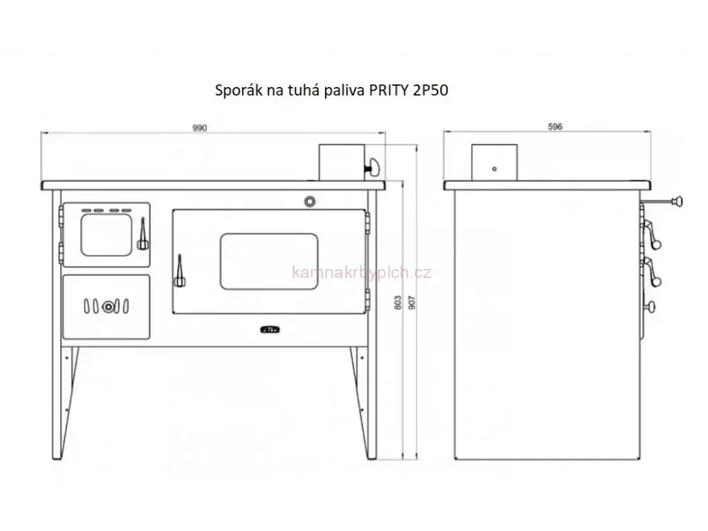 PRITY 2P50 sporák, pravá