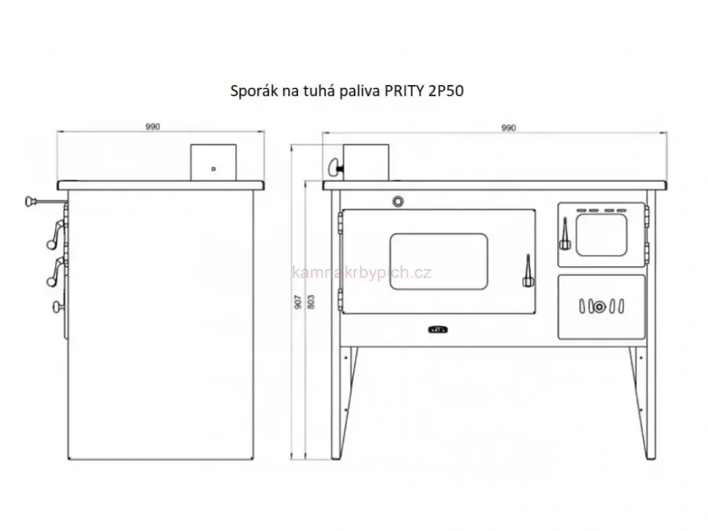 PRITY 2P50 sporák, levý